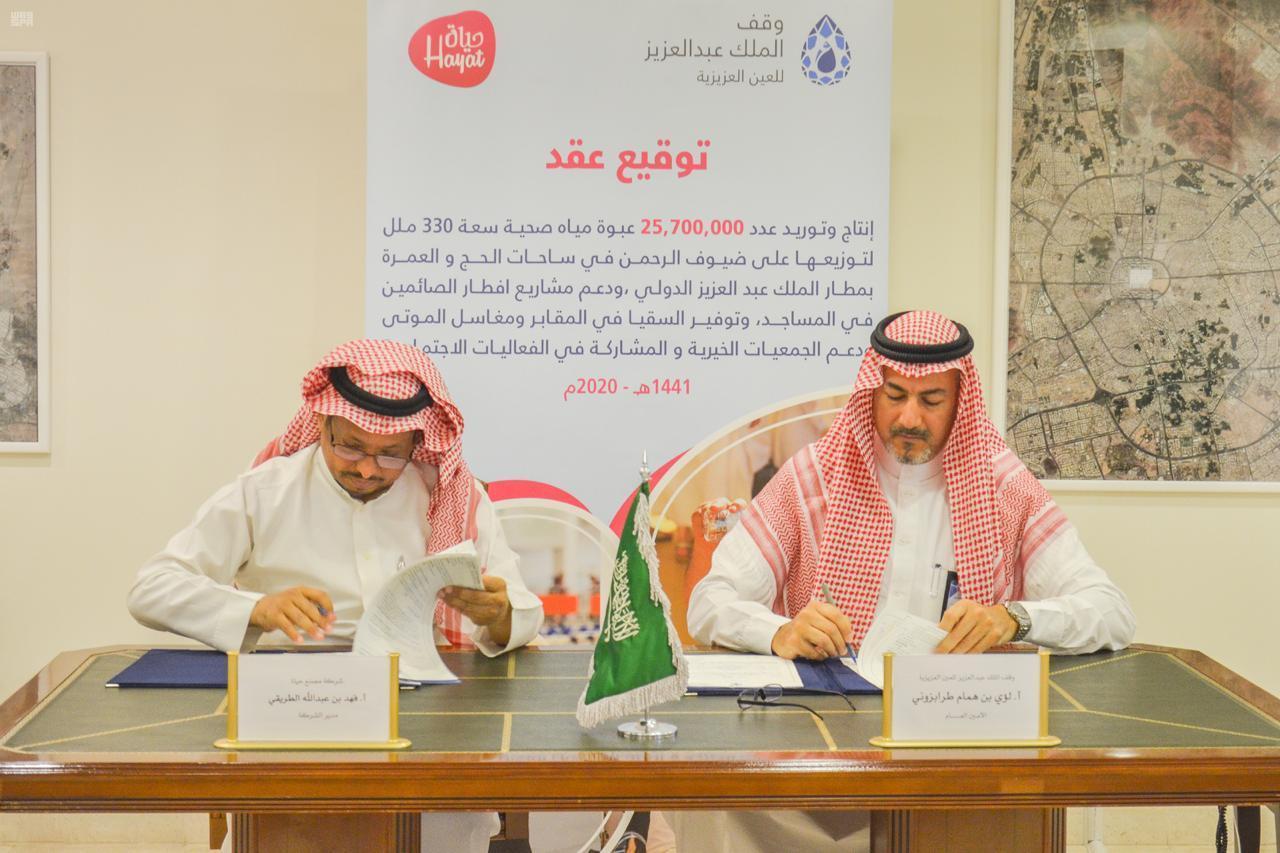 Representatives signing the Al-Ain Al-Aziziah endowment water-supply agreement